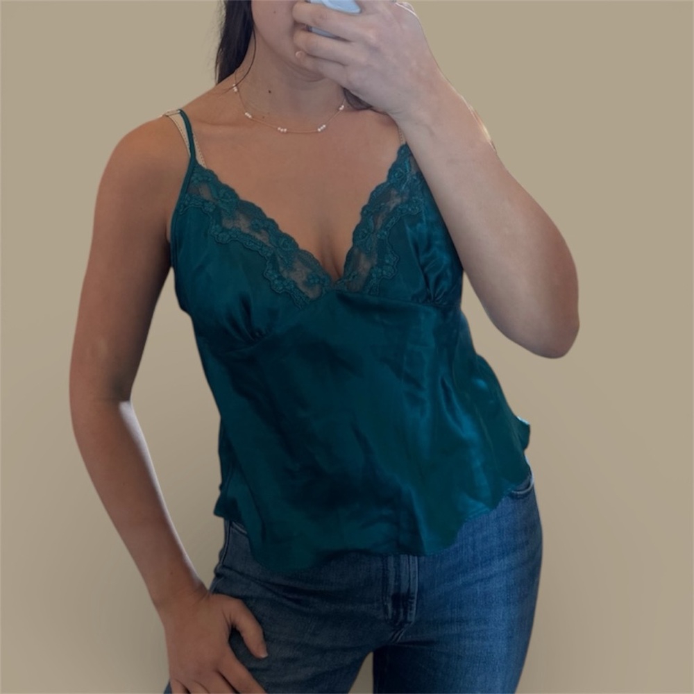 Victoria's Secret Teal Lace Camisole Sleep Top Women’s Sz Large